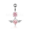 Piercing Jewelry Stainless Steel Micro Pave Cubic Zirconia Split Navel Ring Belly Rings WG4019F-03-1