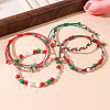 4Pcs 4 Styles Christmas Acrylic Beads Braided Bead Bracelets & Stretch Bracelets & Cotton Cord Braided Bracelets FS-WG84904-01-4