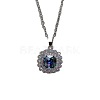 Square Alloy Rhinestone Pendant Necklace & Stud Earring & Finger Ring Sets WG30FCB-02-5