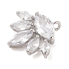 Brass Inlay Clear Glass Pendants KK-S388-22P-2