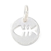925 Sterling Silver Hollow Fish Charms with Jump Rings STER-E071-01S-08-1