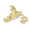 Brass Micro Pave Pink Cubic Zirconia Fold Over Clasps KK-K371-12G-2