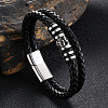 Stainless Steel Skull Beaded Leather Double Layer Multi-strand Bracelet SKUL-PW0004-26E-01-1