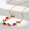 Brass Pave Cubic Zirconia Rose Flower Link Cable Chain Necklaces for Women NJEW-C121-05B-07G-3