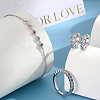 Rhodium Plated Sterling Silver Heart Finger Rings & Link Bracelets & Hoop Earrings ES9944-7-2