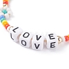 Love Word Acrylic Cube Braided Beaded Bracelets BJEW-TA00068-01-4