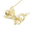 304 Stainless Steel Crystal Rhinestone Cable Chain Bowknot Pendant Necklaces for Women NJEW-C055-08G-1
