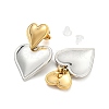 304 Stainless Steel Double Heart Dangle Stud Earrings for Women EJEW-D076-01D-GP-2