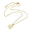 Ion Plating(IP) Rectangle with Initial Letter 304 Stainless Steel Pendant Necklace NJEW-R265-04G-W-3