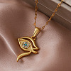 Vintage 304 Stainless Steel Glass Eye of Ra Pendant Necklaces for Women EQ3909-2