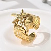 Starfish Shell 304 Stainless Steel Open Cuff Rings RJEW-R014-03G-06-1