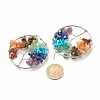 Mixed Gemstone Chips Braided Ring with Tree of Life Hoop Earrings EJEW-JE04885-4