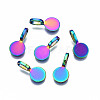 Rainbow Color Alloy Glue-on Flat Pad Bails for Pendant Making PALLOY-N163-099-NR-1