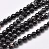 Natural Black Agate Bead Strands G-G962-8mm-12-1