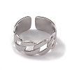 304 Stainless Steel Curb Chains Shape Open Cuff Rings for Women RJEW-G285-54P-2