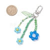 Cat Eye & Glass Seed Beaded Flower Pendant Decorations HJEW-TA00383-03-3