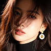 Brass and Shell Stud Dangle Earrings for Women FS-WG0512D-01-3
