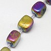 Electroplate Natural Druzy Quartz Crystal Cuboid Beads Strands G-L043-04-2