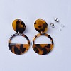 Flat Round Cellulose Acetate(Resin) Dangle Stud Earrings EJEW-JE03096-04-3