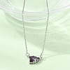 Brass Pave Cubic Zirconia Rectangle and Heart Pendant Cable Chain Necklaces KK-CBAB173-04P-03-3