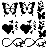 Gorgecraft  8 Sheets 4 Style Infinity Heart & Butterfly Laser Style Plastic Adhesive Car Stickers STIC-GF0001-05A-1