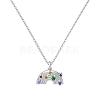 Rainbow 925 Sterling Silver Micro Pave Cubic Zirconia Pendant Necklaces for Women NJEW-F338-06P-2