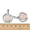Natural Rose Quartz with Clear Cubic Zirconia Pendants G-G133-03P-27-3