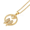 Brass Micro Pave Clear Cubic Zirconia Pendant Necklaces for Women NJEW-S429-05G-02-1