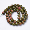 Natural Unakite Beads Strands G-S281-14-8mm-2