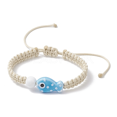 3Pcs Adjustable Handmade Porcelain Beads Braided Bead Bracelets for Children BJEW-JB11969-1
