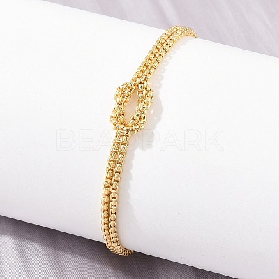 Brass Box Chain Knot 2-Strand Bracelets for Women KK-CBA68DA-17B-G-1