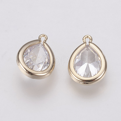 Brass Micro Pave Clear Cubic Zirconia Charms ZIRC-F081-10G-1