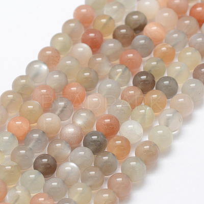 Natural Multi-Moonstone Beads Strands G-P322-43-6mm-1