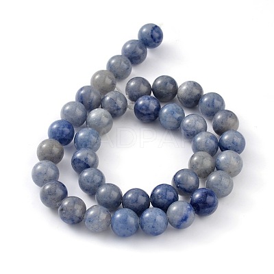 Dyed & Heated Natural Blue Aventurine Round Bead Strands G-M248-6mm-01-1