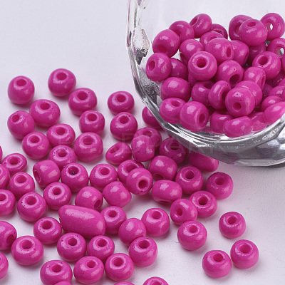 Baking Paint 6/0 Glass Seed Beads SEED-Q025-4mm-M18-1