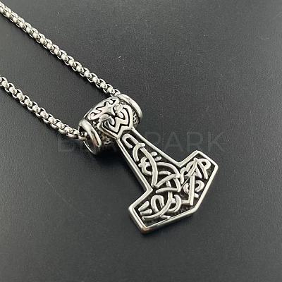 304 Stainless Steel Viking Hammer Pendant Stylish Punk Hip Hop Necklaces NX6366-1