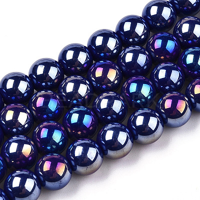 Electroplate Opaque Glass Beads Strands GLAA-T032-P8mm-AB03-1