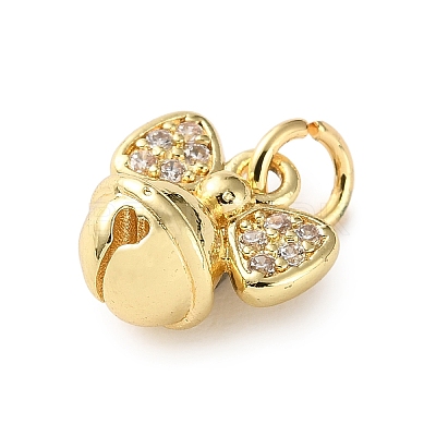 Brass Micro Pave Cubic Zirconia Charms KK-I383-05G-04-1