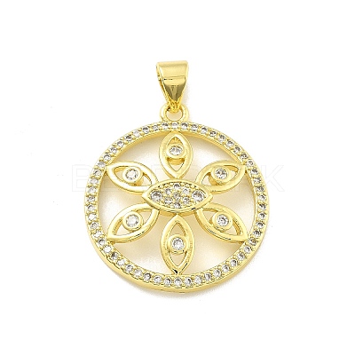 Rack Plating Brass Micro Pave Cubic Zirconia Pendants KK-D359-39G-1