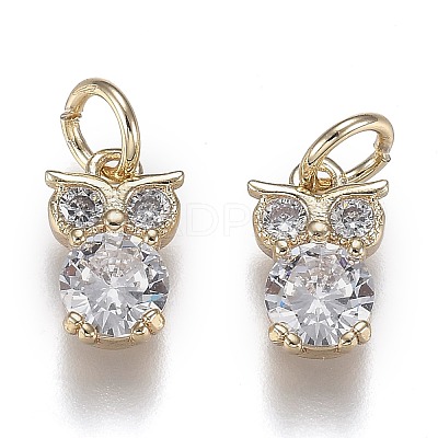 Brass Micro Pave Clear Cubic Zirconia Pendants ZIRC-Z003-03G-1