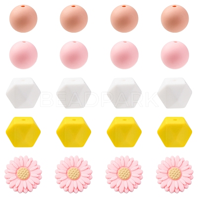 5 Styles Food Grade Eco-Friendly Silicone Beads SIL-FS0001-23-1