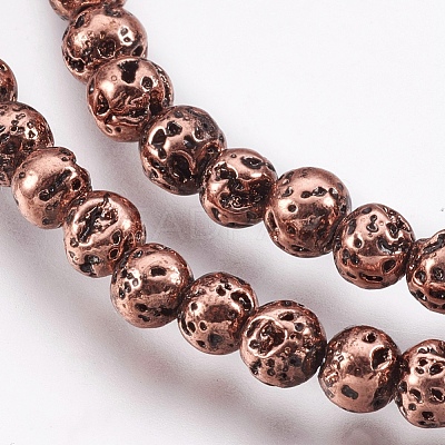 Electroplate Natural Lava Rock Beads Strands G-I200-17C-1