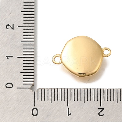 Brass Pave Natural White Shell Flat Round Connector Charms KK-K388-79G-1