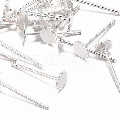 925 Sterling Silver Flat Pad  Stud Earring Findings STER-K167-045C-S-1