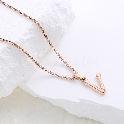 Stainless Steel Letter Pendant Necklaces for Women Men GR8130-22-1