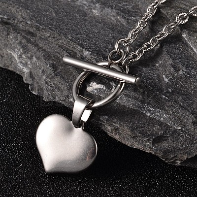 Non-Tarnish Valentine's Day Heart 304 Stainless Steel Lariat Necklaces X-NJEW-JN01484-1