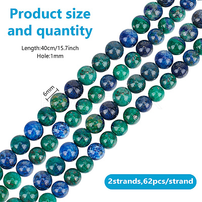 2 Strands Natural Chrysocolla and Lapis Lazuli Beads Strands G-GO0001-38B-1