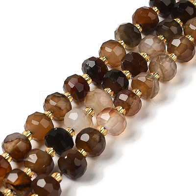 Natural Coffee Stripe Agate/Banded Agate Beads Strands G-P508-A02-01-1