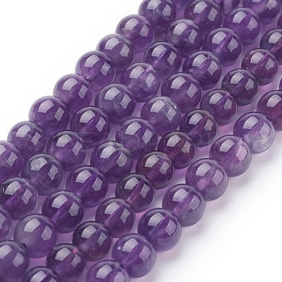 Natural Amethyst Beads Strands G-G099-6mm-1-1