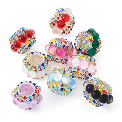 9Pcs 9 Colors Sparkling Acrylic Rhinestone Round Beads OACR-TA0003-92A-1